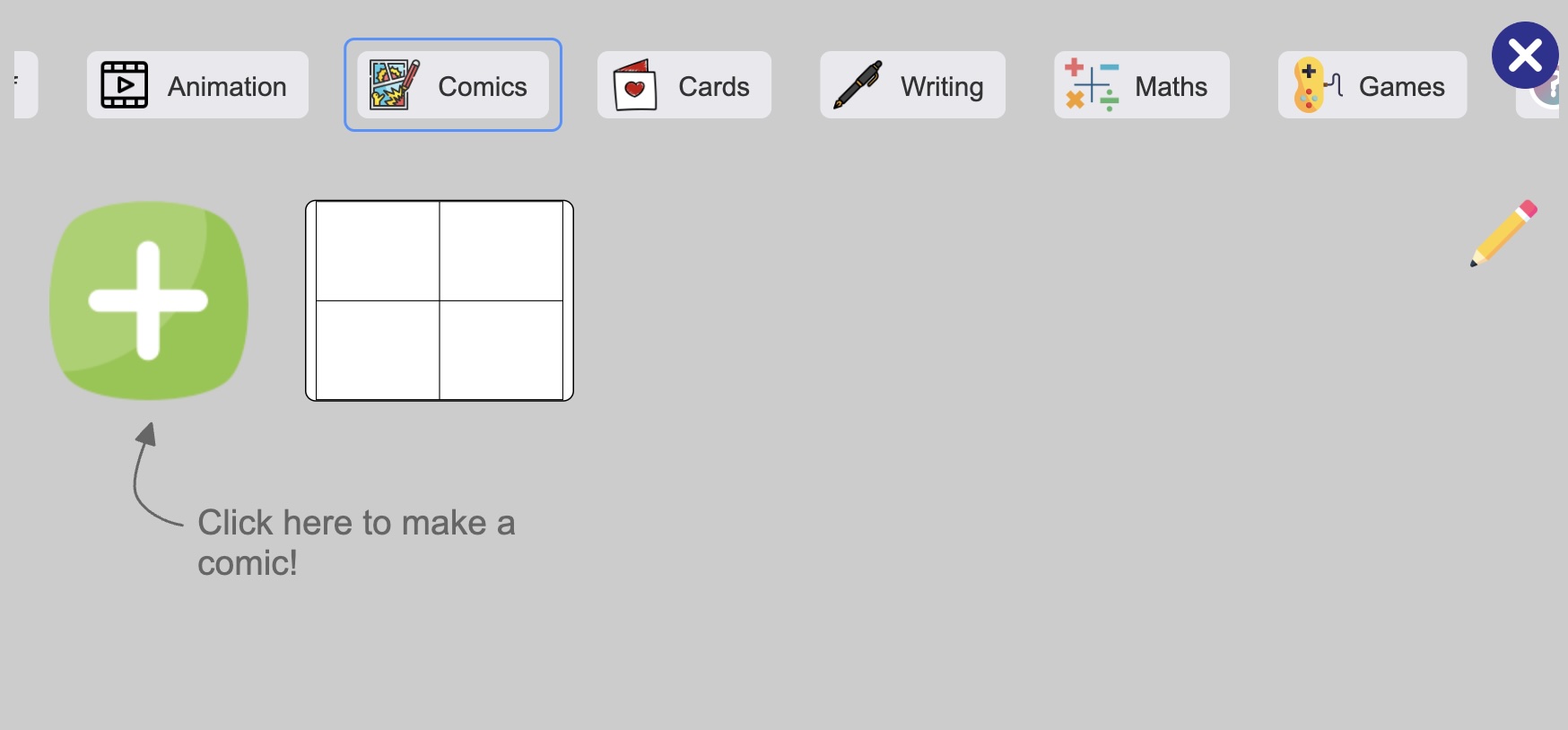 Comics tab
